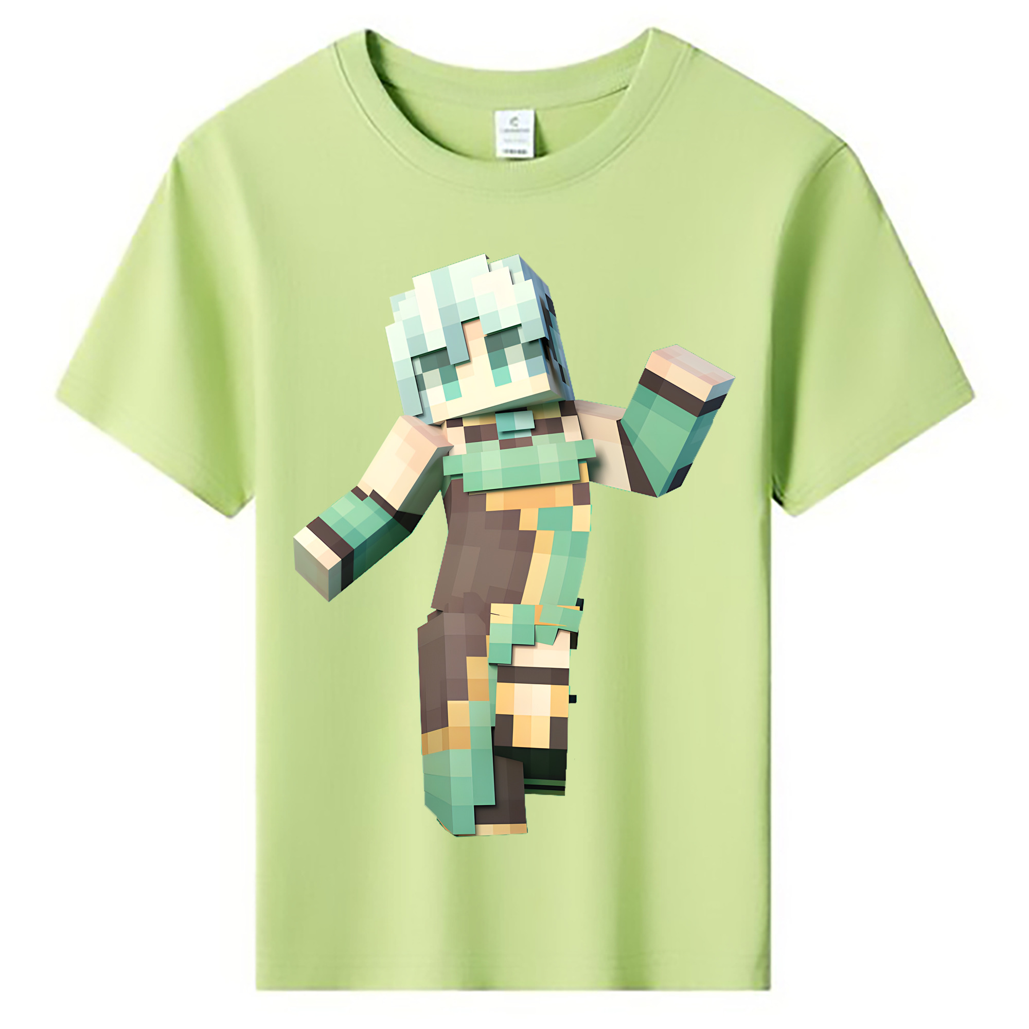 （画像用） マインクラフト ブロックの世界 Minecraft MC Block world 綿100％キッズTシャツ（フロントプリント）